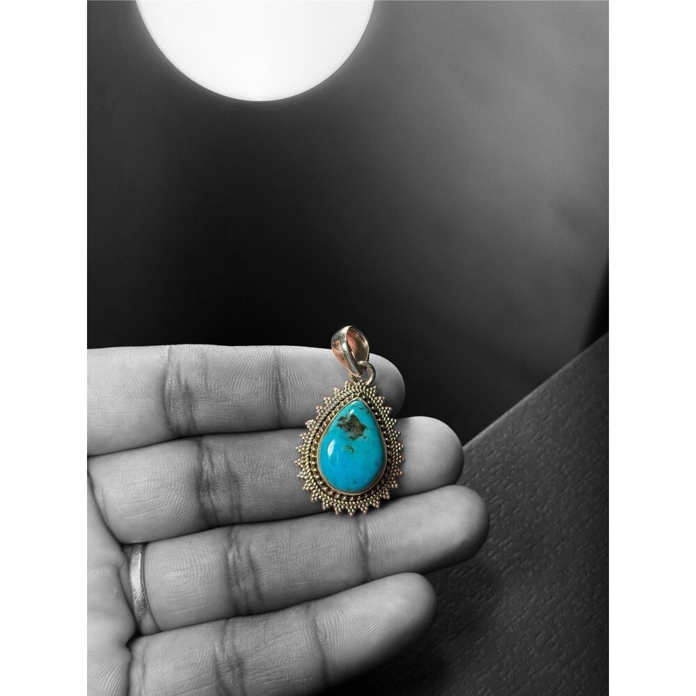 Turquoise 925 Sterling Silver Tear Drop Pendant